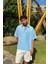 Basic Oversize Mavi Kısa Kol Gömlek 1