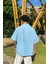 Basic Oversize Mavi Kısa Kol Gömlek 2