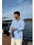 Çift Çizgili Mavi Oversize Gömlek 1