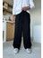 Siyah Bel Lastikli Keten Baggy Pantolon 1