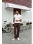 Müslin Kumaş Kahverengi Baggy Pantalon 4