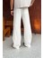 Bel Lastikli Beyaz Keten Pantolon 2