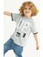 Bisiklet Yaka Kısa Kol Up Yazı Baskılı Gri Renk Erkek Çocuk Tshirt 2