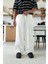 Beyaz Bel Lastikli Keten Baggy Pantolon 4