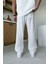 Beyaz Bel Lastikli Müslin Kumaş Pantolon 3
