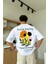 Beyaz Flowers Nakışlı Oversize Tişört 2
