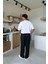 Minimal Baskılı Beyaz Oversize Tişört 5