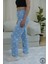 Mavi Kalp Desenli Uzun Kadın Pijama Altı 6