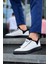 Bağcıklı Keten Erkek Hı Sneaker Beyaz Siyah (Siyah Taban) 3