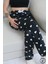 Siyah Kalp Desenli Uzun Kadın Pijama Altı 1