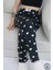 Siyah Kalp Desenli Uzun Kadın Pijama Altı 2