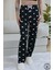 Siyah Kalp Desenli Uzun Kadın Pijama Altı 3