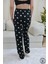 Siyah Kalp Desenli Uzun Kadın Pijama Altı 5