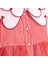 Yaka Detaylı Çizgili Kız Çocuk Elbise Kırmızı 4