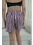 Lila Çizgi Desenli Şort Kadın Pijama Altı 7