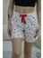 Beyaz Kalp Desenli Şort Kadın Pijama Altı 1