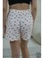 Beyaz Kalp Desenli Şort Kadın Pijama Altı 7