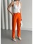 Fermuarlı Orange Keten Pantolon 1