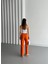 Fermuarlı Orange Keten Pantolon 2