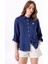 Lacivert Kadın Relaxed %100 Keten Gömlek J5SL-GML7158 1