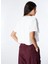 Beyaz Kadın Crop Baskılı T-Shirt SGZB143 5