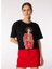 Bisiklet Yaka Baskılı Siyah Kadın T-Shirt F3WL-TST3 3