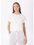 Kırık Beyaz Kadın Bisiklet Yaka Relaxed Taşlı T-Shirt FC5SL-TST0188 3