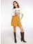 Bisiklet Yaka Baskılı Kırık Beyaz Kadın T-Shirt F3WL-TST5 2