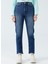 Boru Paça Normal Bel Indigo Kadın Denim Pantolon K-101 2