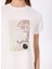 Kırık Beyaz Kadın Bisiklet Yaka Relaxed Baskılı T-Shirt FC5SL-TST0375 4