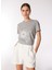 Gri Melanj Kadın Bisiklet Yaka Basic Baskılı T-Shirt FC4WL-TST0124 3