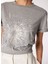 Gri Melanj Kadın Bisiklet Yaka Basic Baskılı T-Shirt FC4WL-TST0124 4