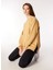 Bisiklet Yaka Geniş Fit Düz Deve Tüyü Kadın Sweatshirt - Falu 2