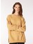 Bisiklet Yaka Geniş Fit Düz Deve Tüyü Kadın Sweatshirt - Falu 3