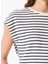 Ekru - Lacivert Kadın Relaxed Çizgili T-Shirt F5SL-TST0189 4