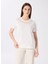 Kırık Beyaz Kadın Relaxed Nakışlı T-Shirt FC5SL-TST0180 2