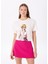 Kırık Beyaz Kadın Relaxed Düz T-Shirt F5SL-TST0286 3