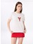 Kırık Beyaz Kadın Relaxed Payetli T-Shirt F5SL-TST0385 1