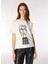 Kırık Beyaz Kadın Basic Baskılı T-Shirt F4WL-TST0370 2