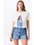 Kırık Beyaz Kadın Relaxed Düz T-Shirt F5SL-TST0284 1