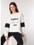 Beyaz Kadın Bisiklet Yaka Oversize Baskılı Sweatshirt C4WL-SWT4410 1