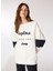 Beyaz Kadın Bisiklet Yaka Oversize Baskılı Sweatshirt C4WL-SWT4410 3