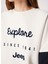 Beyaz Kadın Bisiklet Yaka Oversize Baskılı Sweatshirt C4WL-SWT4410 5