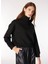 Siyah Kadın Dik Yaka Düz Sweatshirt Veja 2