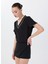Siyah Kadın V Yaka Basic T-Shirt FC4SL-TST0708 2