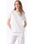 Kırık Beyaz Kadın Relaxed Düz T-Shirt J5SL-TST7186 3
