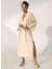 Çizgili Sarı - Beyaz Kadın Kaftan D302 2