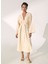 Çizgili Sarı - Beyaz Kadın Kaftan D302 4