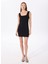 Kare Yaka Düz Siyah Mini Kadın Elbise F4SL-ELB0649 3