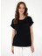 Siyah Kadın Regular Fit T-Shirt Polen 1
